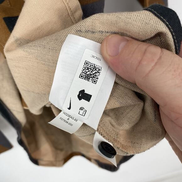 Jordan Essentials Long Sleve Button Down Flannel Geometric Brown Men's Size S - Picture 8 of 8